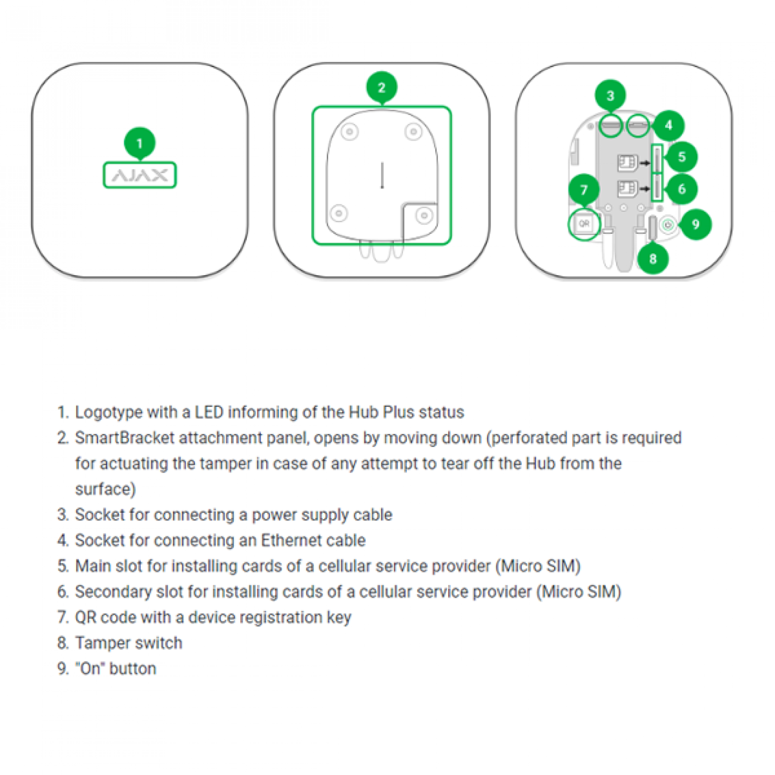 AJAX hub PLUS système d'alarme sans fil blanc/noir AJAX hub PLUS système d'alarme sans fil blanc/noir