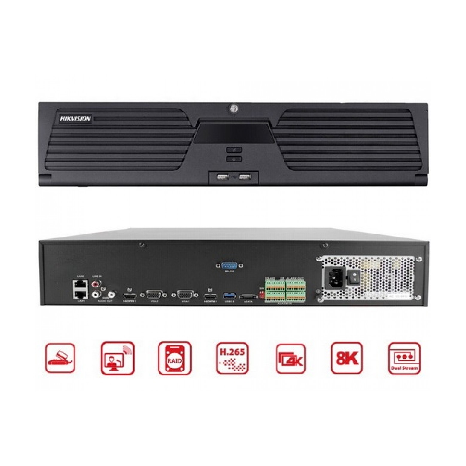 Hikvision DS-9664NI-M8 - Enregistreur vidéo sur IP - 64 canaux - 8x SATA - PoE Hikvision DS-9664NI-M8 - Enregistreur vidéo sur IP - 64 canaux - 8x SATA - PoE