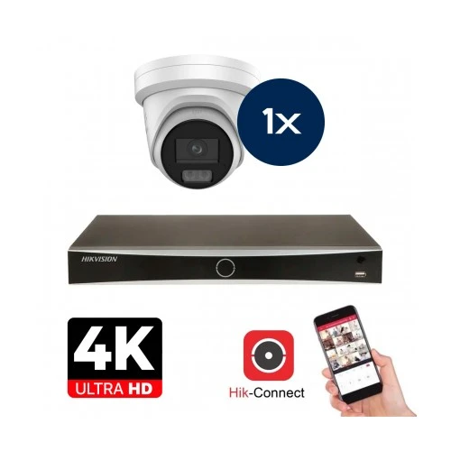 Hikvision Camera Set - 1x Colorvu 3.0 - Turret - 8MP (4K) - Audio en Microfoon - IP - Blanc