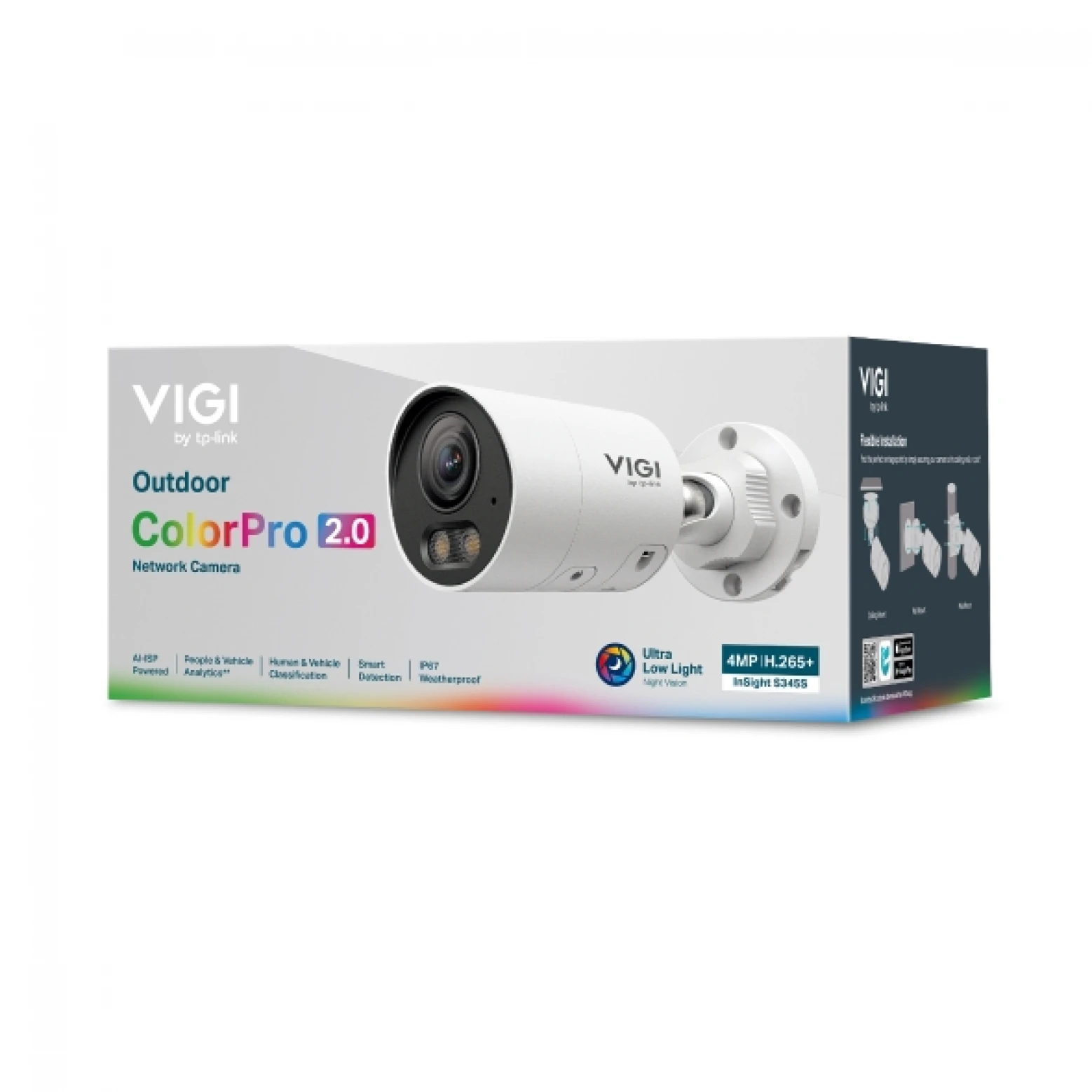 VIGI by TP-Link - InSight S345S - 4 MP - ColorPro 2.0 - IA - Caméra cylindrique - IP - Blanc