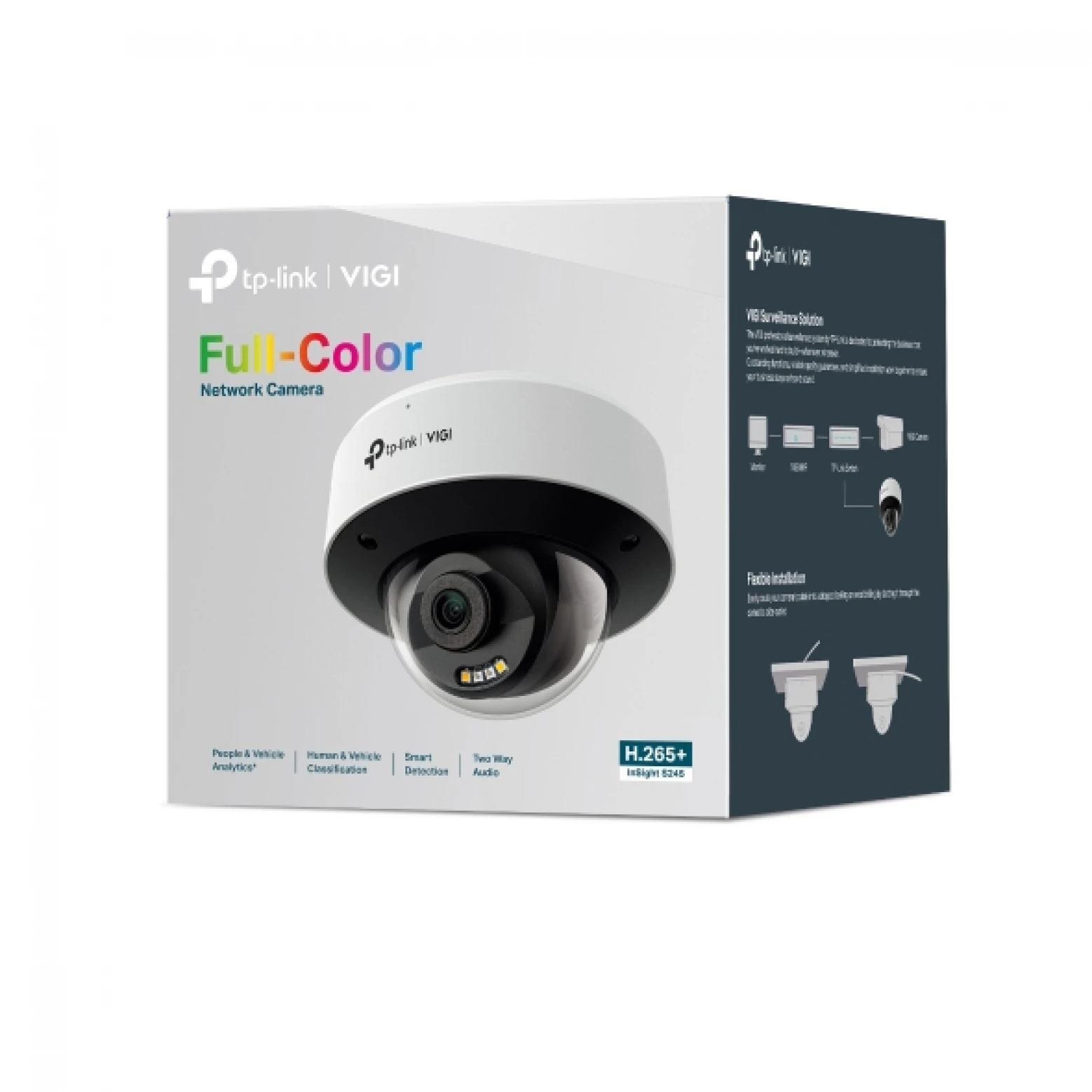 VIGI By TP-link - InSight S245 - 4 MP - ColorPro 2.0 - IA - Caméra dôme - avec dissuasion active - Blanc