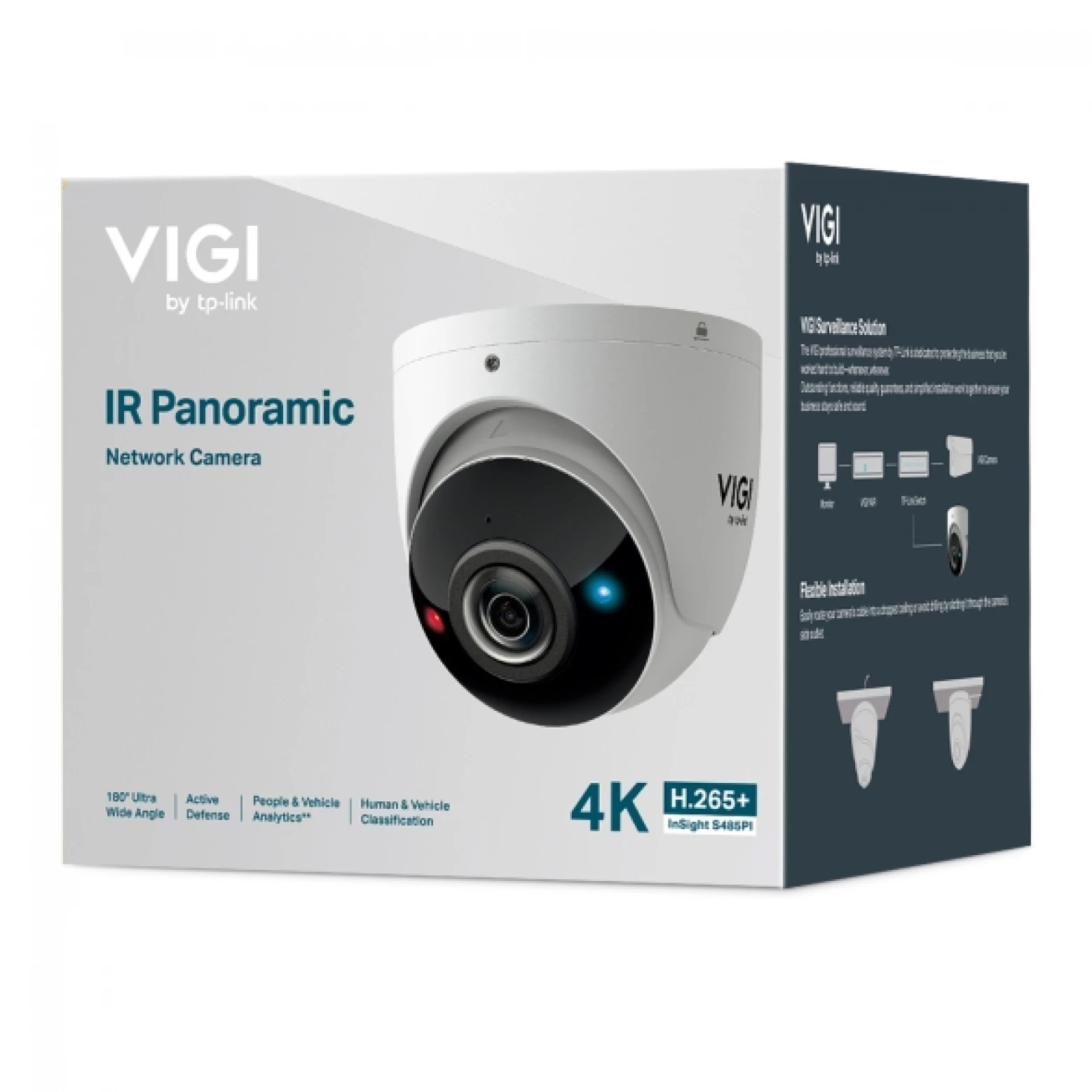 VIGI By TP-link- InSight S485PI - 8 MP - IR - Panoramique - IA - Caméra dôme - avec dissuasion active - Blanc