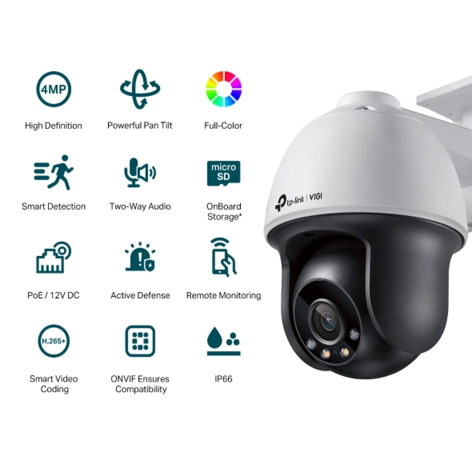 VIGI By TP-link - C540SI - 4 MP - ColorPro - Caméra panoramique et inclinable - Blanche